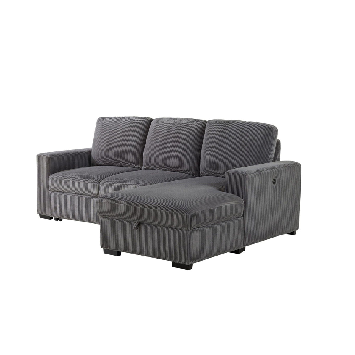 Dark Gray Sleeper Sectional Sofa with Pullout Bed - Contemporary Comfort