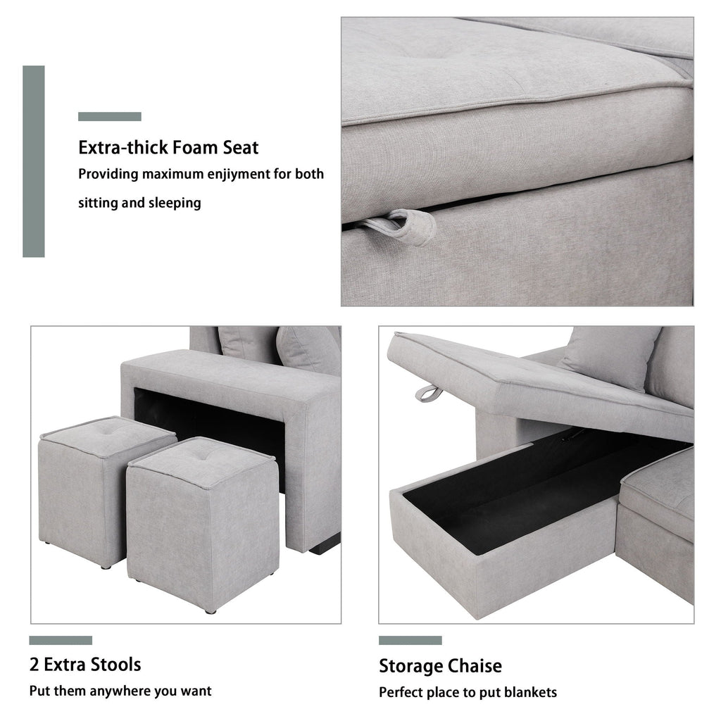 Modern L-Shape 3 Seat Reversible Sectional