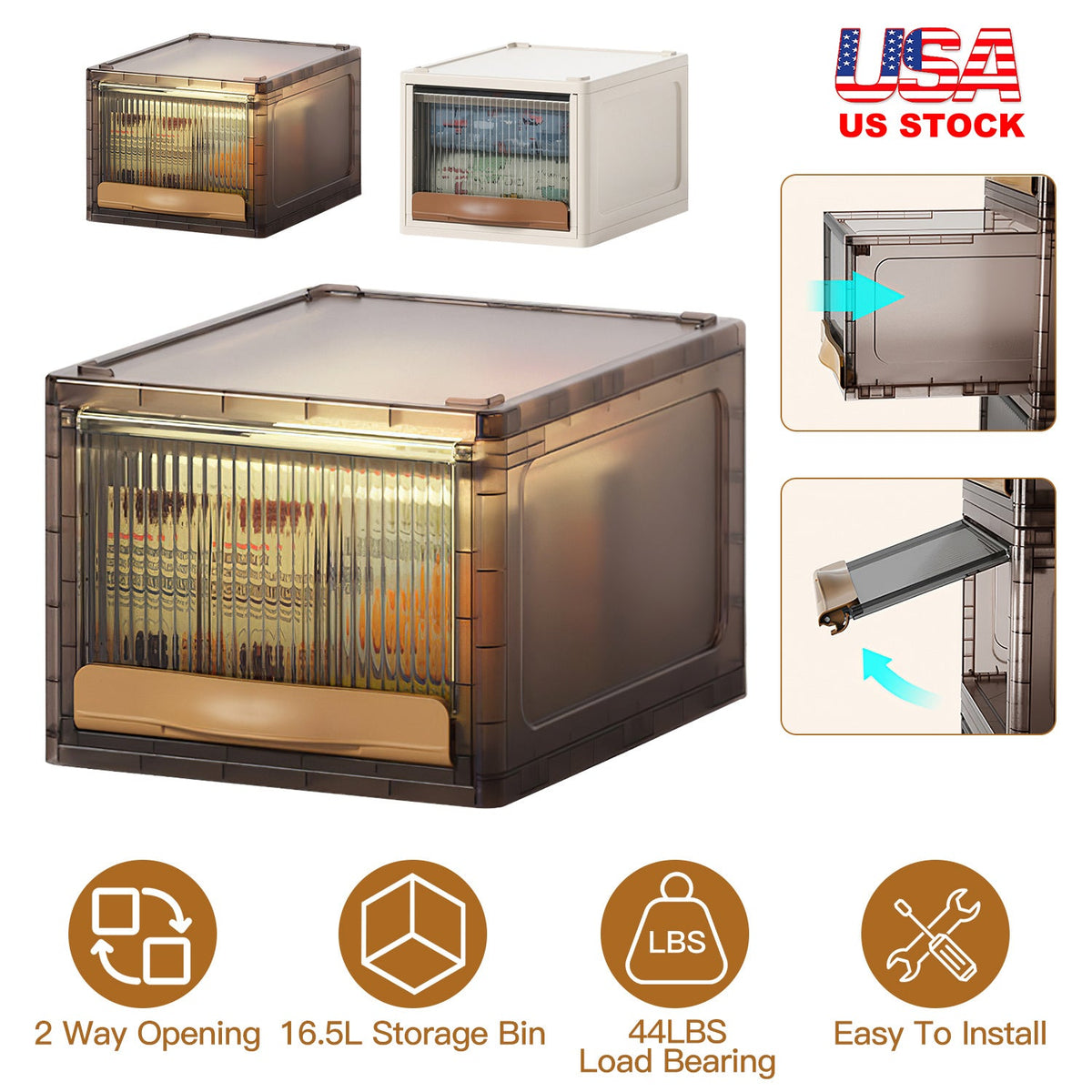 16.5 L Stackable Storage Bin with Dual Access