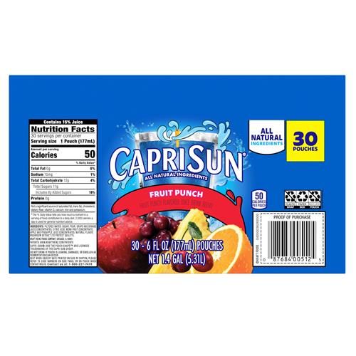 Capri Sun Fruit Punch Flavored Juice 6 Fl Oz 30 Ct