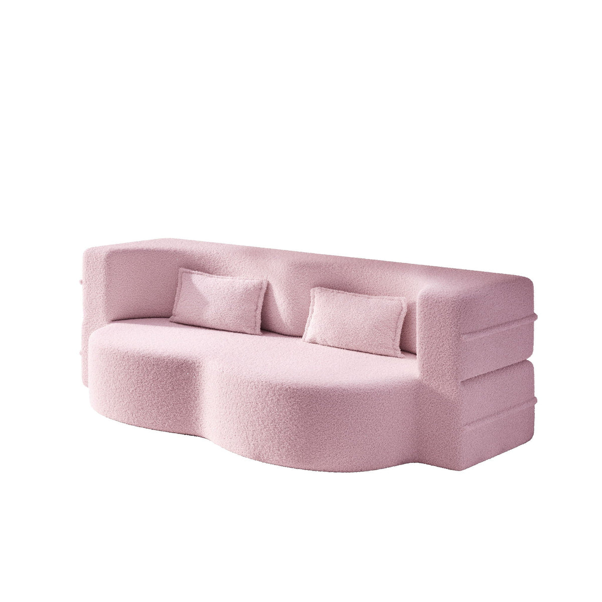 Modern Floor Sleeper Sofa Bed with 2 Pillows - Convertible Twin Size Folding Futon