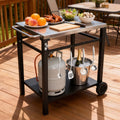 2-Tier Outdoor Grill Prep Cart with Stainless Steel Top