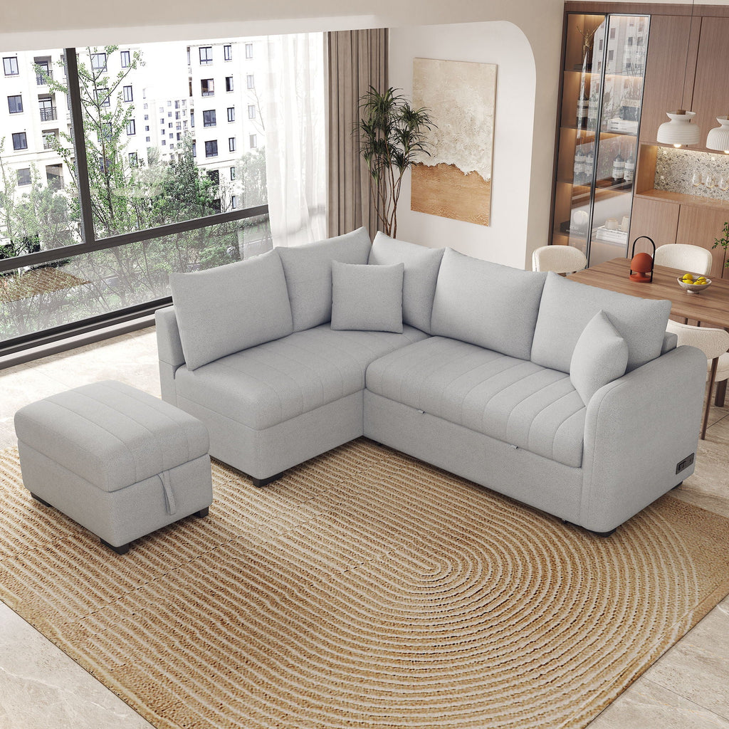 L-Shaped Sectional Pull Out Sofa Bed