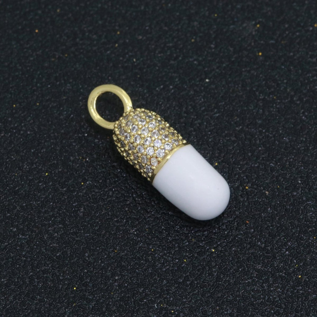 Dainty Enamel Capsule Pill CZ Cubic Zirconia Charm Pendant Fashion Y2K Jewelry Neon Colorful Women's Girl Party Necklace Pendant M-711 - M-718