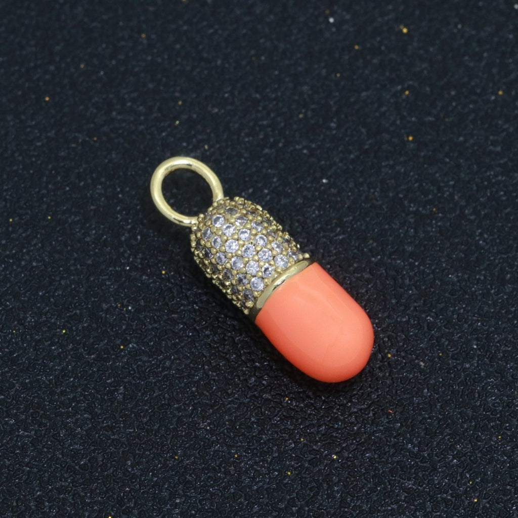 Dainty Enamel Capsule Pill CZ Cubic Zirconia Charm Pendant Fashion Y2K Jewelry Neon Colorful Women's Girl Party Necklace Pendant M-711 - M-718