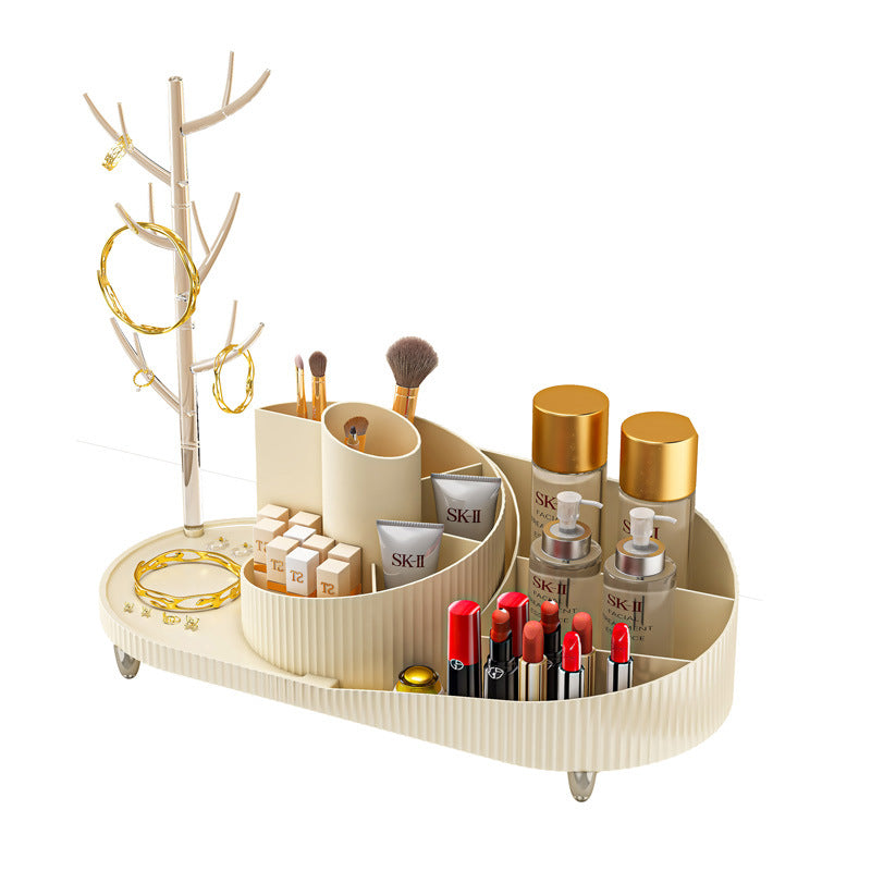 Rotating Makeup Organizer – Large-Capacity Cosmetic Display Case for Brushes, Lipsticks and Skincare, 360° Spinning Vanity Organizer