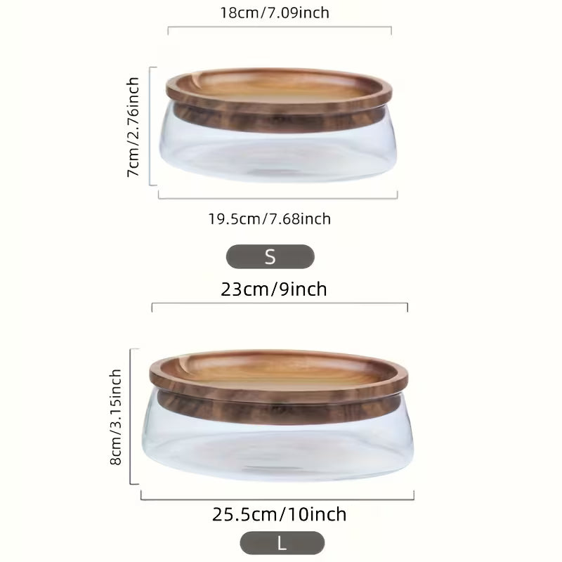 2-Piece Glass Candy Storage Box with Wooden Lid