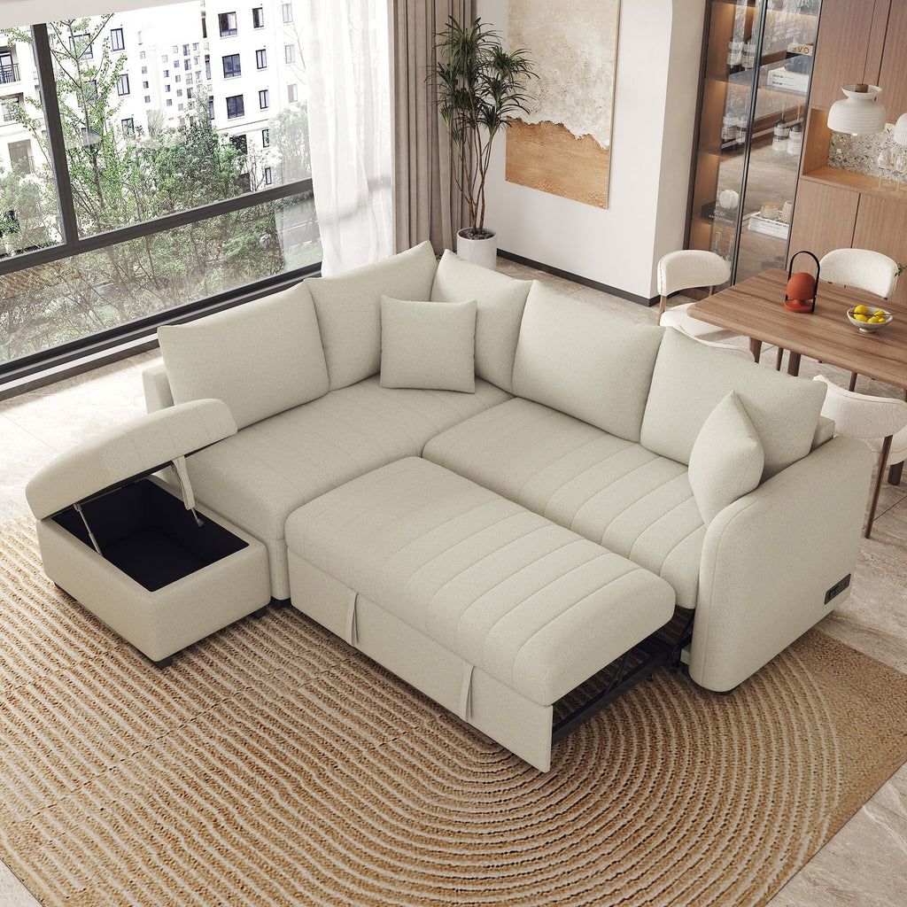 L-Shaped Sectional Pull Out Sofa Bed
