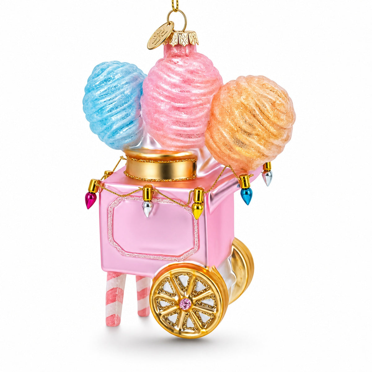 Cotton Candy Cart Glass Christmas Ornament