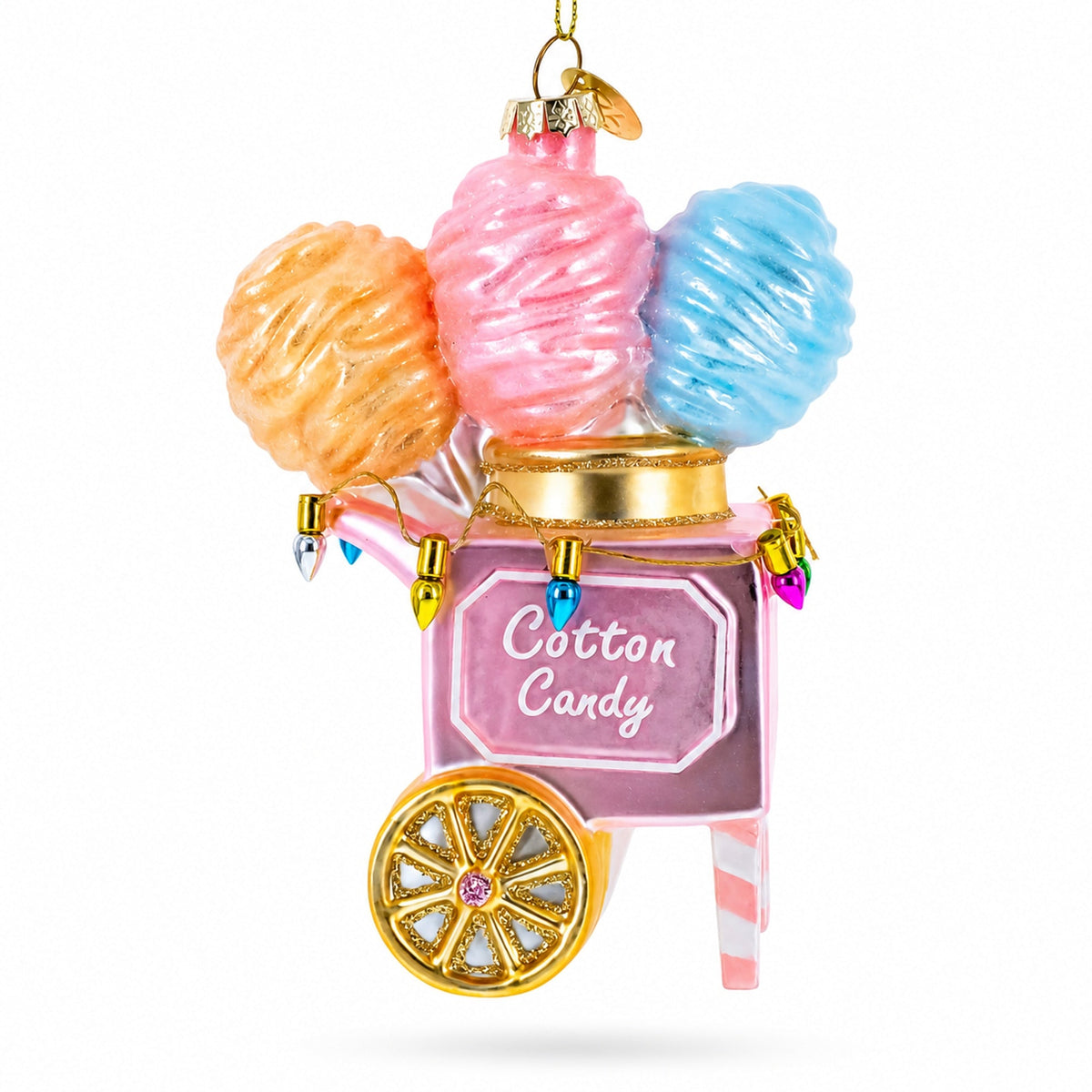 Cotton Candy Cart Glass Christmas Ornament