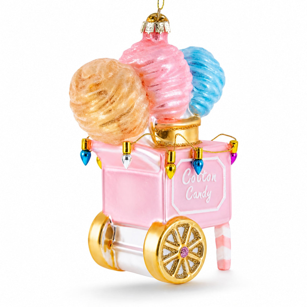 Cotton Candy Cart Glass Christmas Ornament