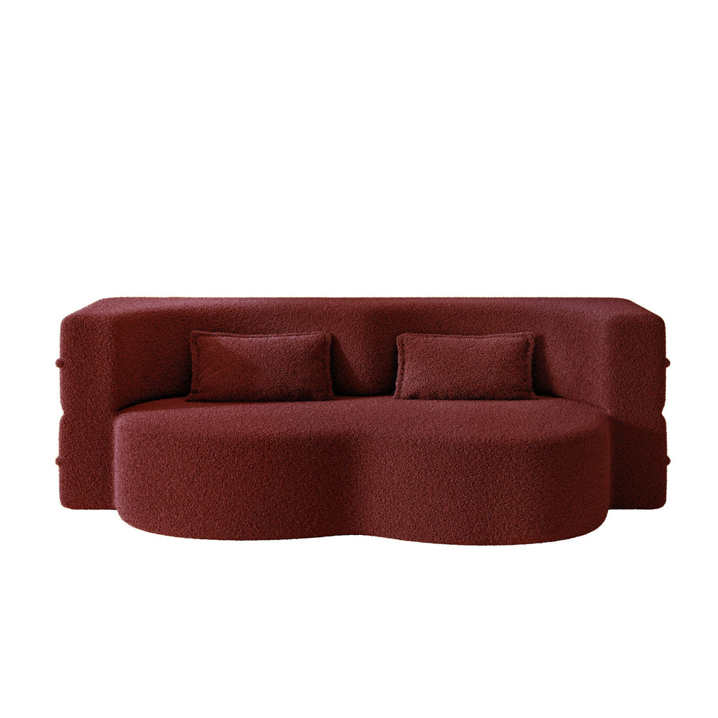Modern Floor Sleeper Sofa Bed with 2 Pillows - Convertible Twin Size Folding Futon