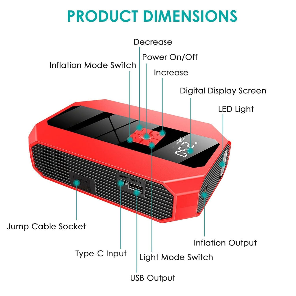 Portable Car Jump Starter with Tire Inflator