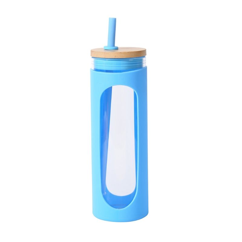 590 mL Glass Tumbler with Bamboo Lid & Silicone Sleeve