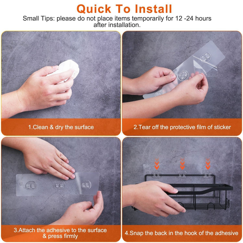 5-Piece Adhesive Shower Organizer Set with 18 Hooks