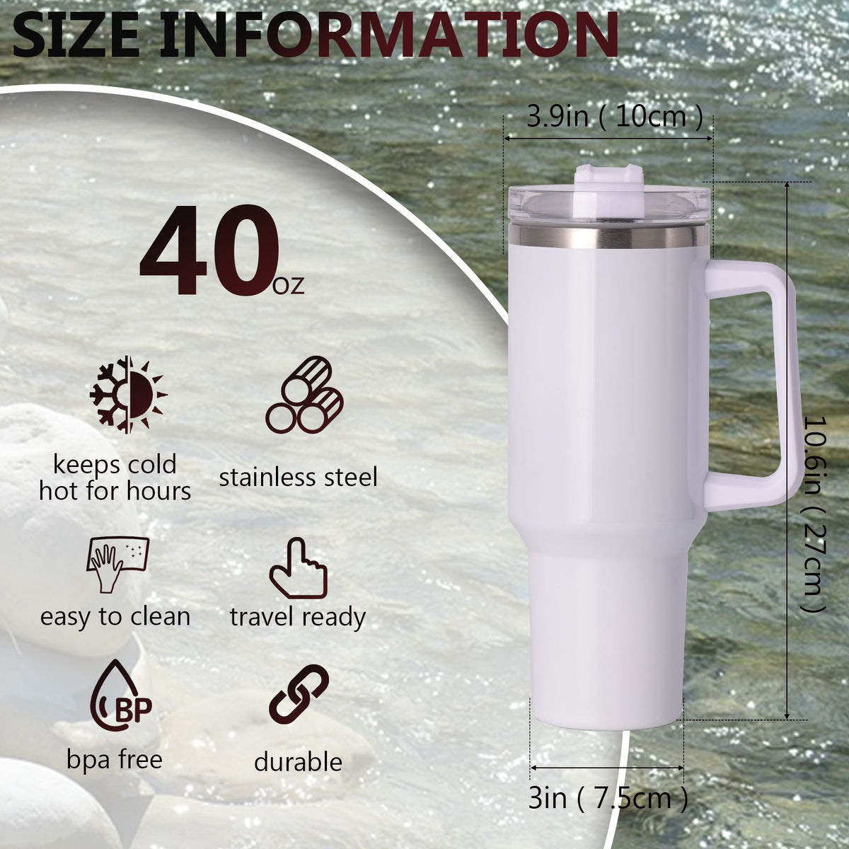 40oz large capacity tumbler With Handle