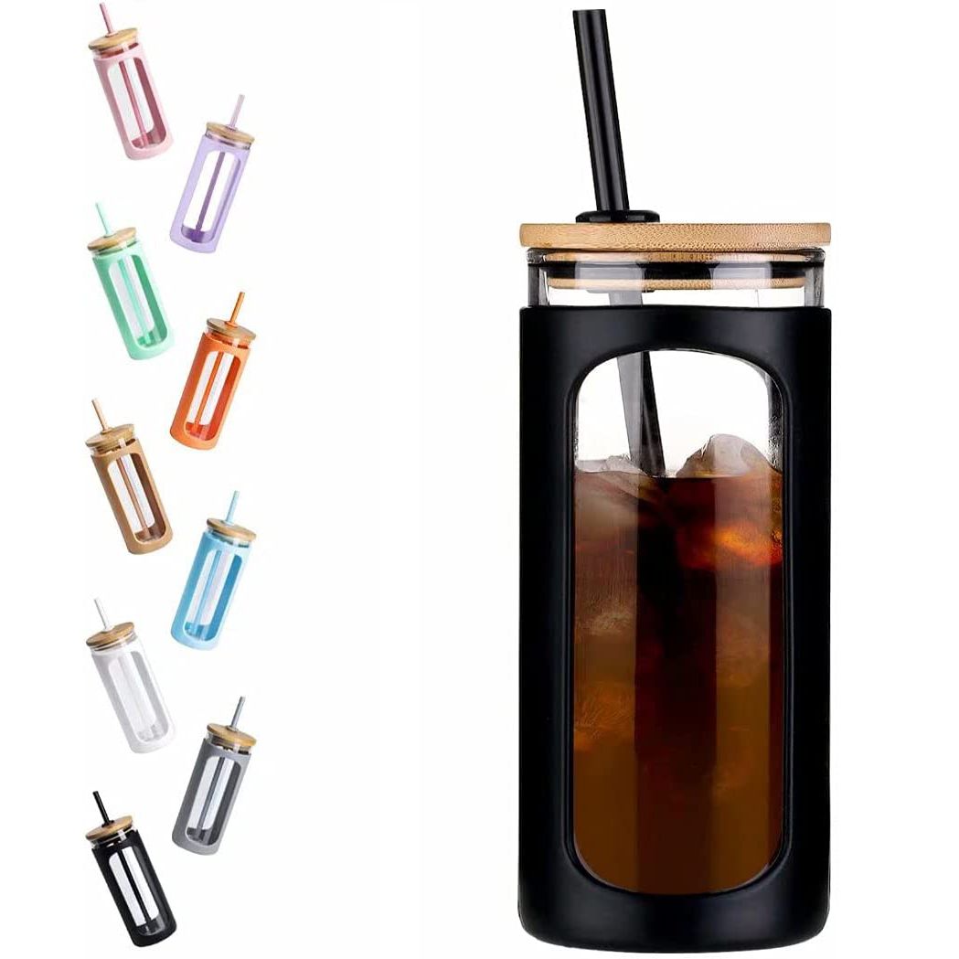 590 mL Glass Tumbler with Bamboo Lid & Silicone Sleeve