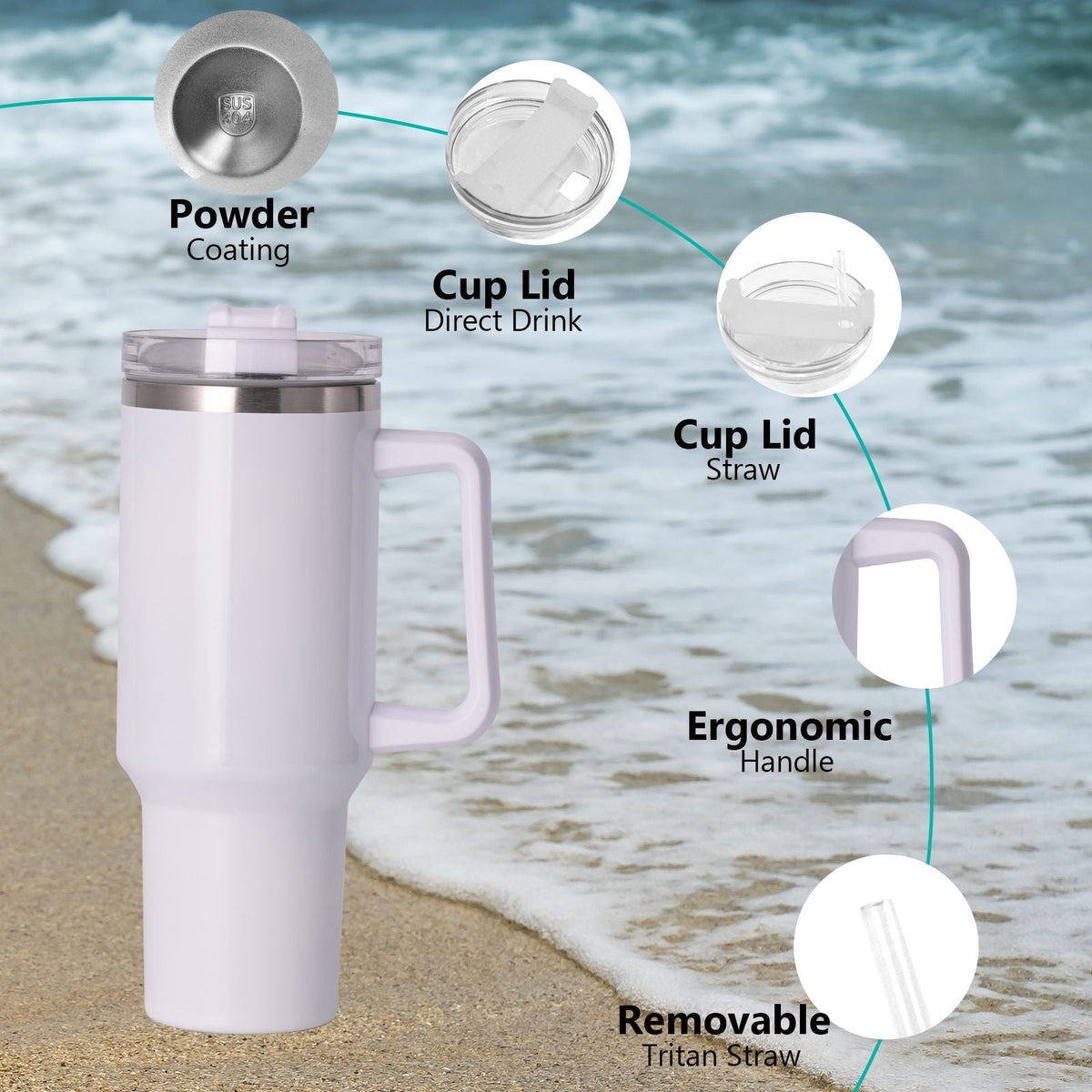 40oz large capacity tumbler With Handle