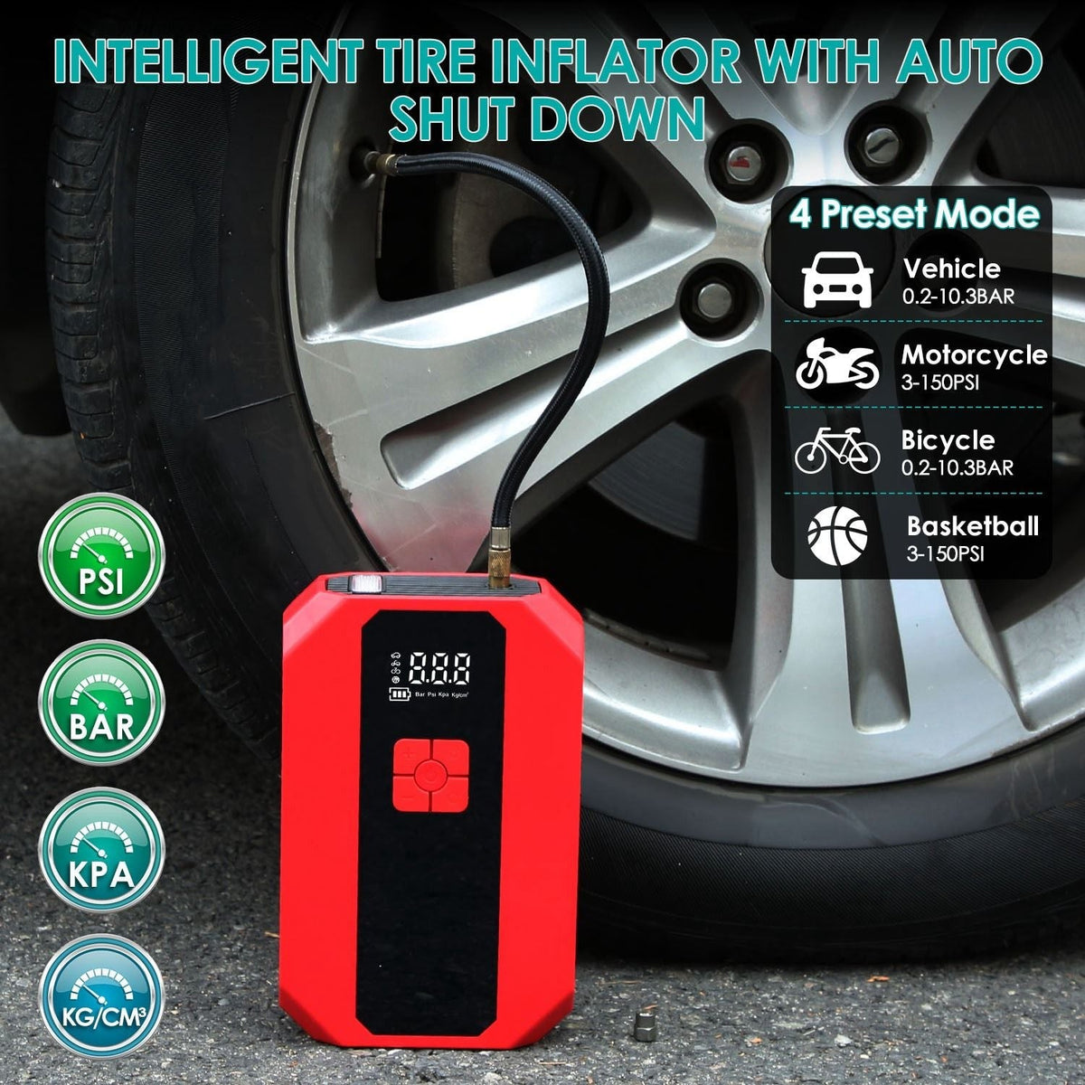 Portable Car Jump Starter with Tire Inflator