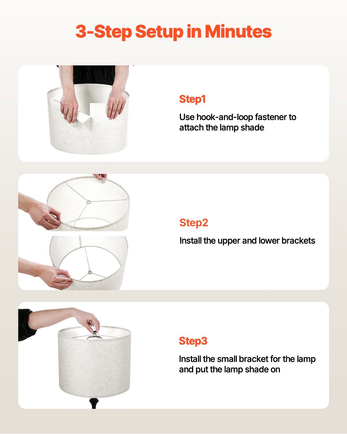 VEVOR Drum Lamp Shade 2 Set, 13 in Top x 13 in Bottom x 10 in High, Medium Drum Linen Lampshade, Replacement Lamp Shade for Table Lamps Floor Lamps Pendant Lights, Easy Assembly Required (Light Linen)