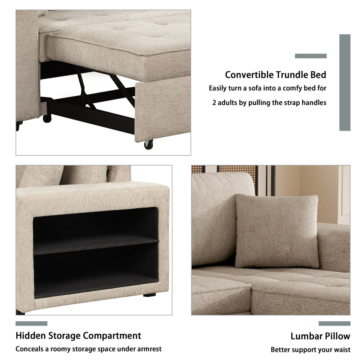 Modern L-Shape 3 Seat Reversible Sectional