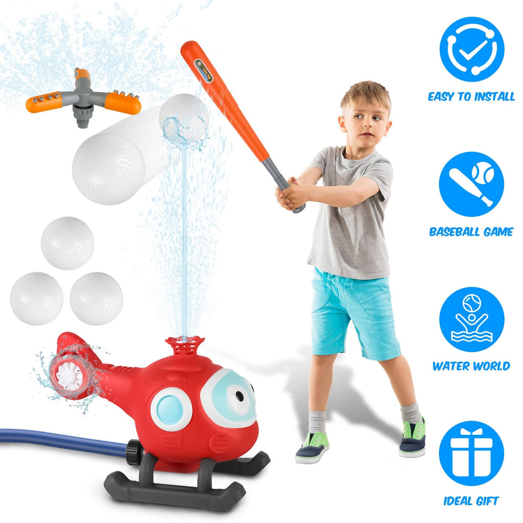 2-in-1 Rotating Water Sprinkler & Baseball Toy