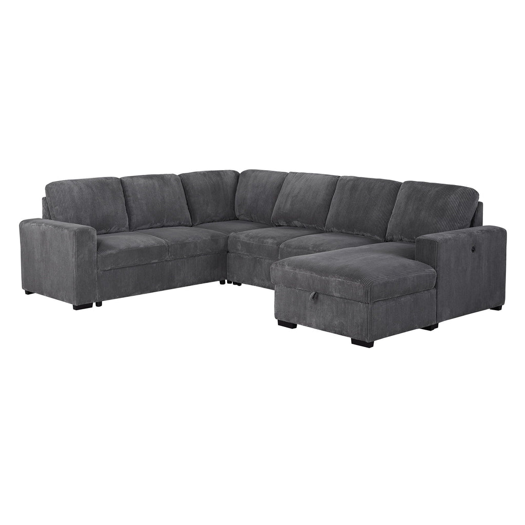 Dark Gray Sleeper Sectional Sofa with Pullout Bed - Contemporary Comfort