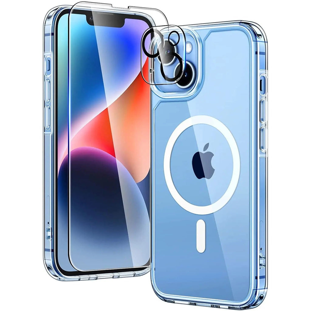 Entronix Bundle Compatible with iPhone 14 Plus - [Magnetic] Clear Case, 1 Clear Screen Protector & 1 Camera Lens Protectors