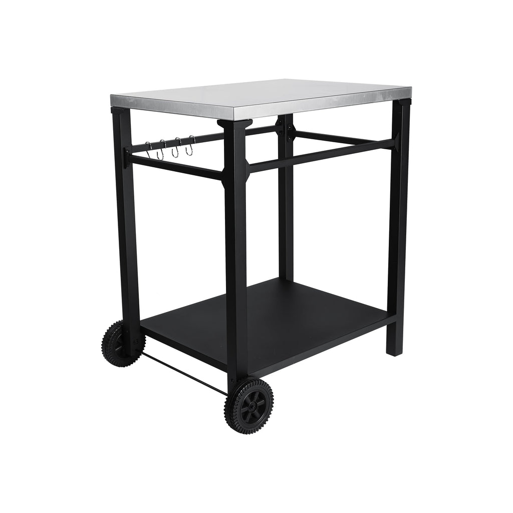2-Tier Outdoor Grill Prep Cart with Stainless Steel Top