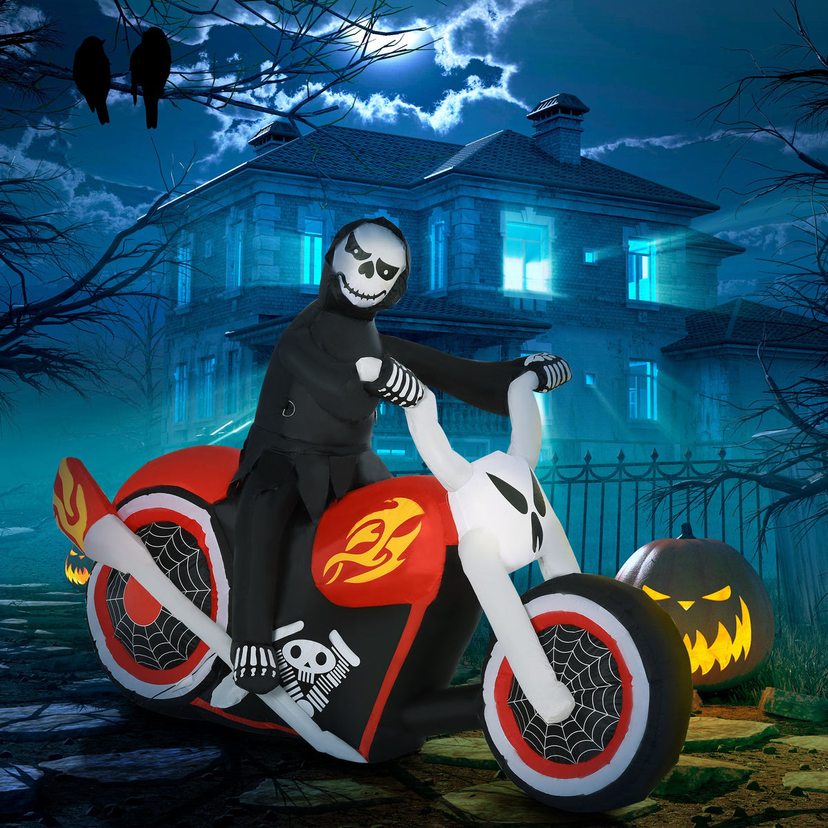 6-ft White Ghost Biker Inflatable with LEDs