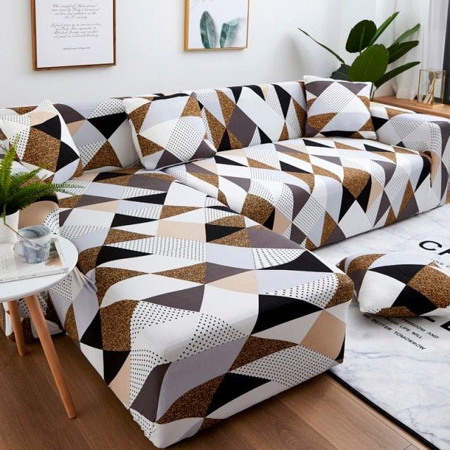 Elastic Sofa Covers for Living Room Stretch Slipcovers Sectional Couch Cover L Shape Corner Armchair Cover 1/2/3/4 Seater Slipcovers Elastic Stylish Printed Sectional Sofa Furniture Protector For Living Room