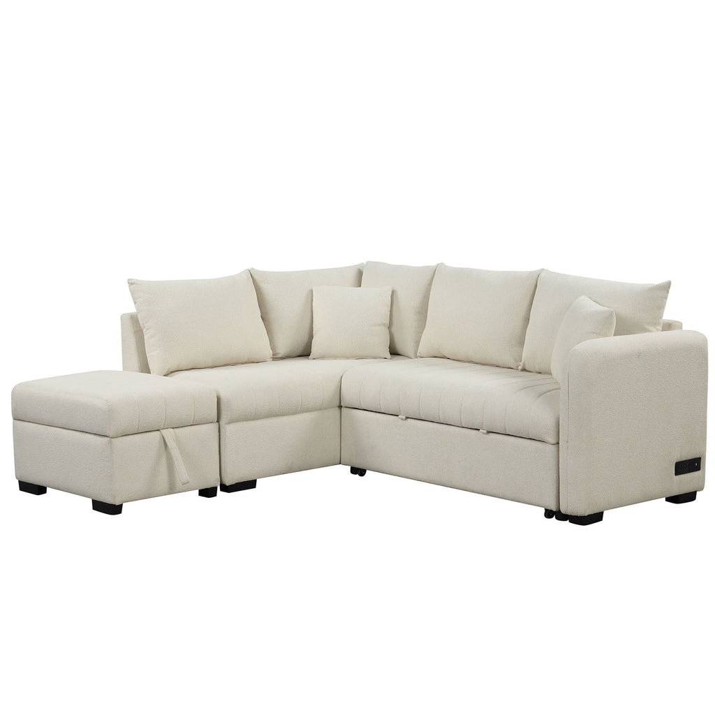 L-Shaped Sectional Pull Out Sofa Bed