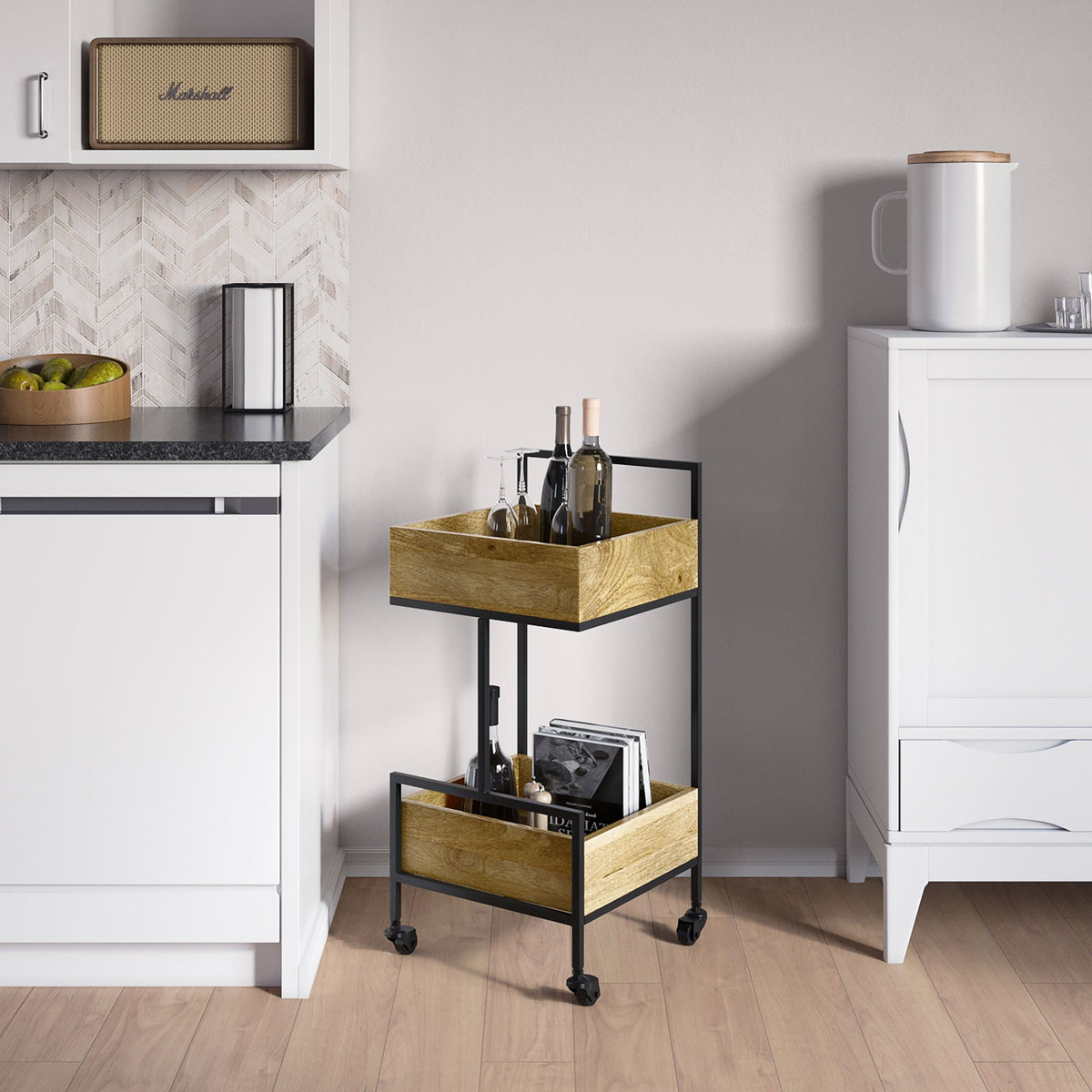 Natural Bar Cart with Mango Wood