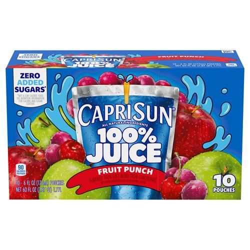 Capri Sun 100% Juice Fruit Punch 6 Fl Oz 10 Ct