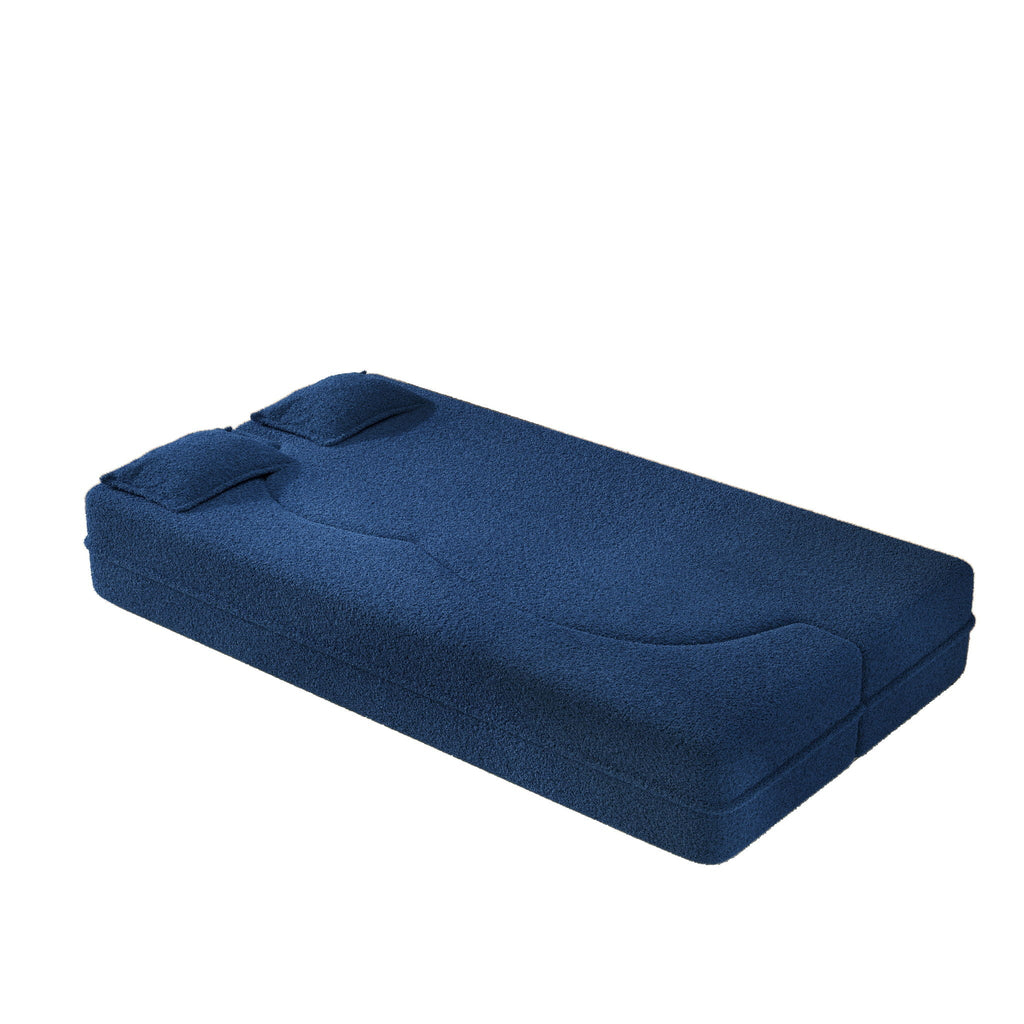 Modern Floor Sleeper Sofa Bed with 2 Pillows - Convertible Twin Size Folding Futon