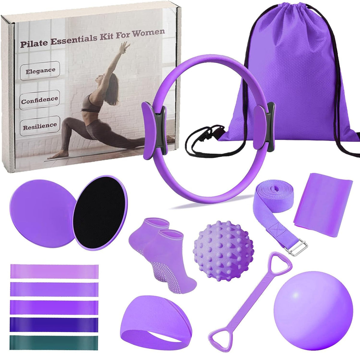 17-Piece Pilates Ring Set for Women – 14" Yoga Ring & Accessories