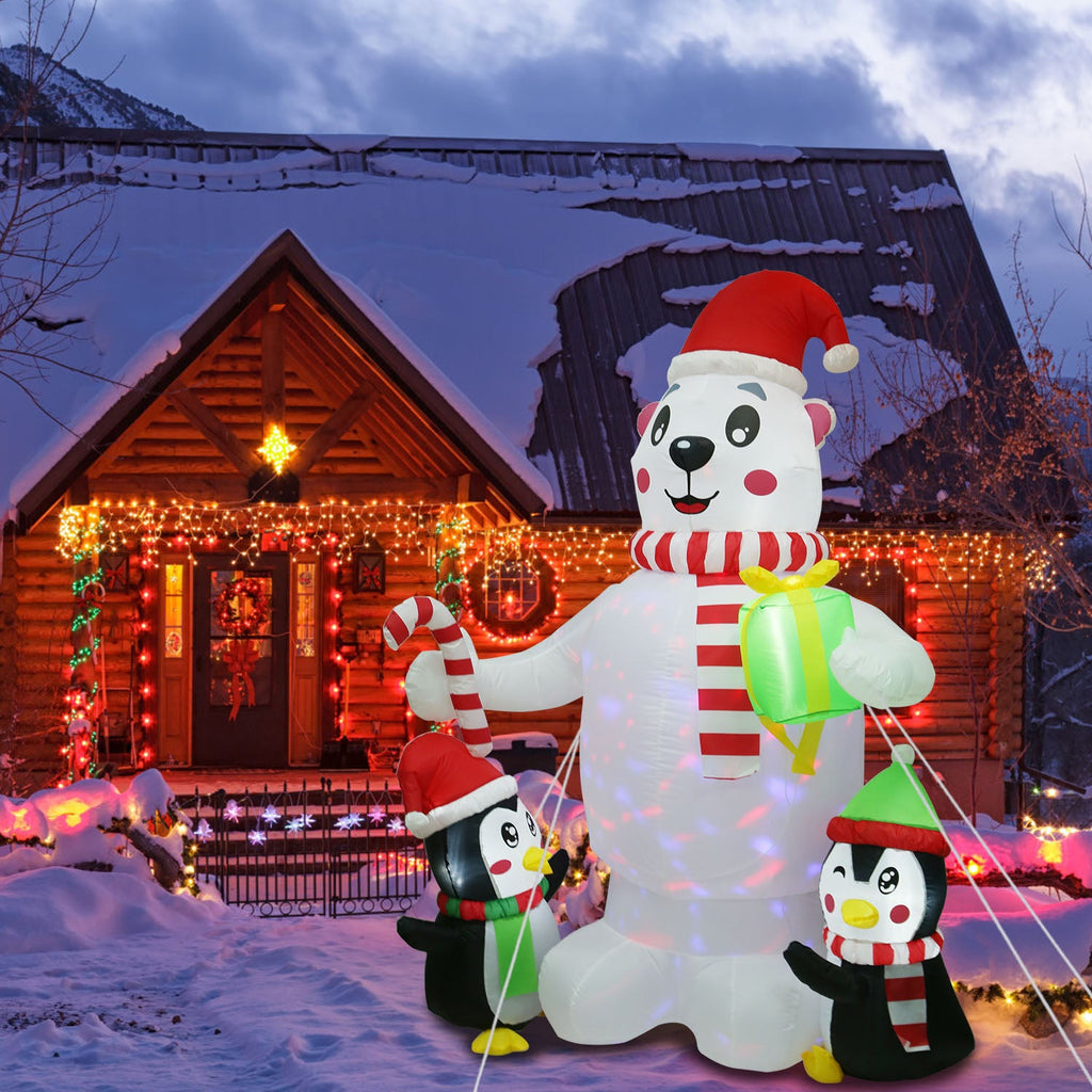 Polar Bear & Penguin Christmas Inflatable, 5.9 ft