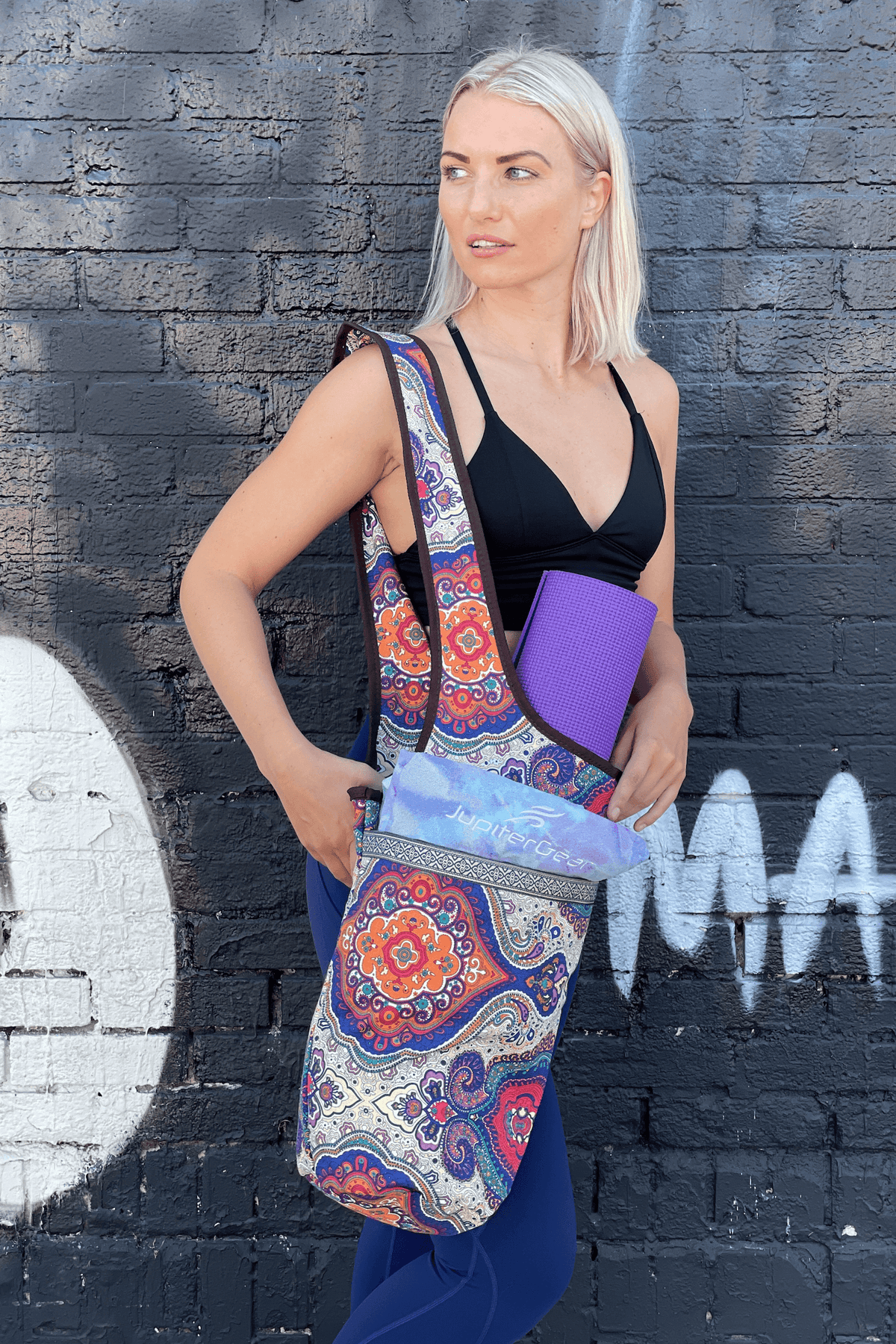 JupiterGear Yoga Mat Carrying Tote Bag with Large Pockets