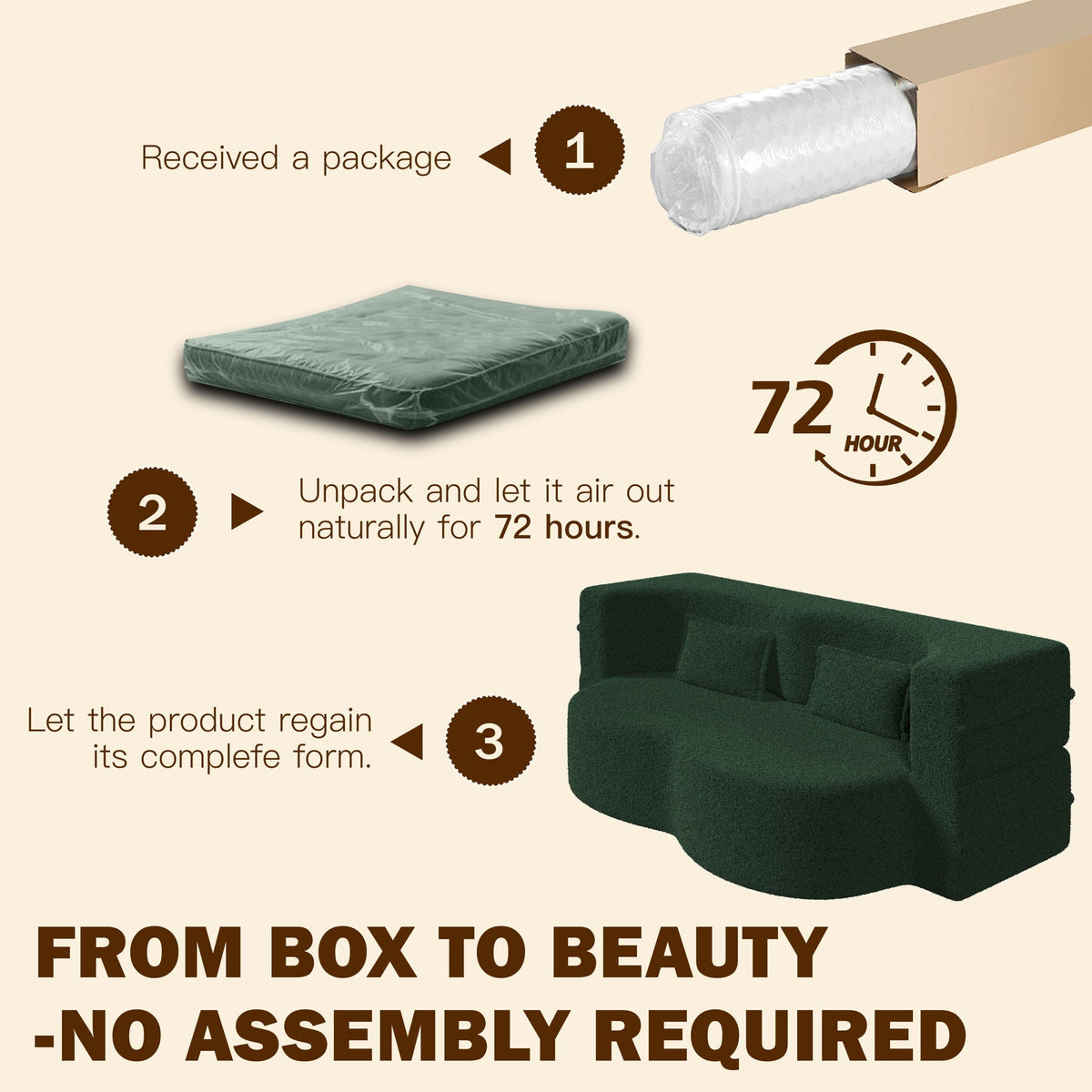 Modern Floor Sleeper Sofa Bed with 2 Pillows - Convertible Twin Size Folding Futon