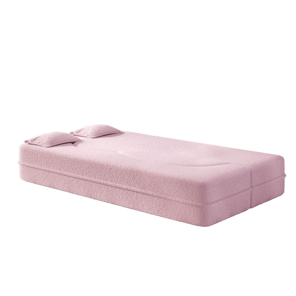 Modern Floor Sleeper Sofa Bed with 2 Pillows - Convertible Twin Size Folding Futon