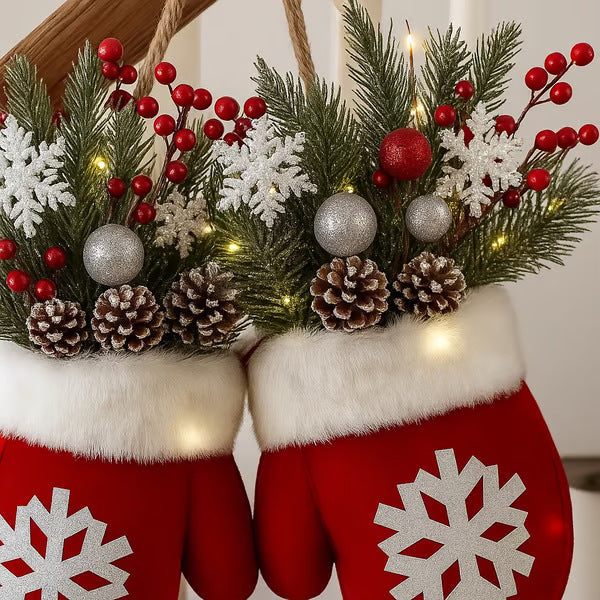 Light-Up Christmas Glove-Shaped Wreath