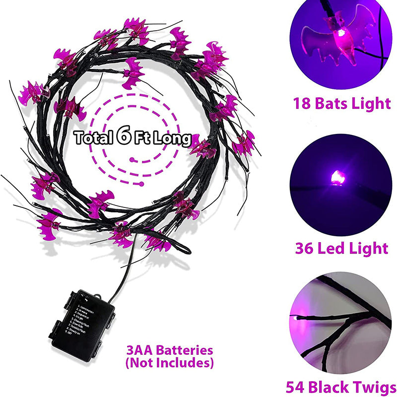 Halloween Bat or Pumpkin LED Vine Light