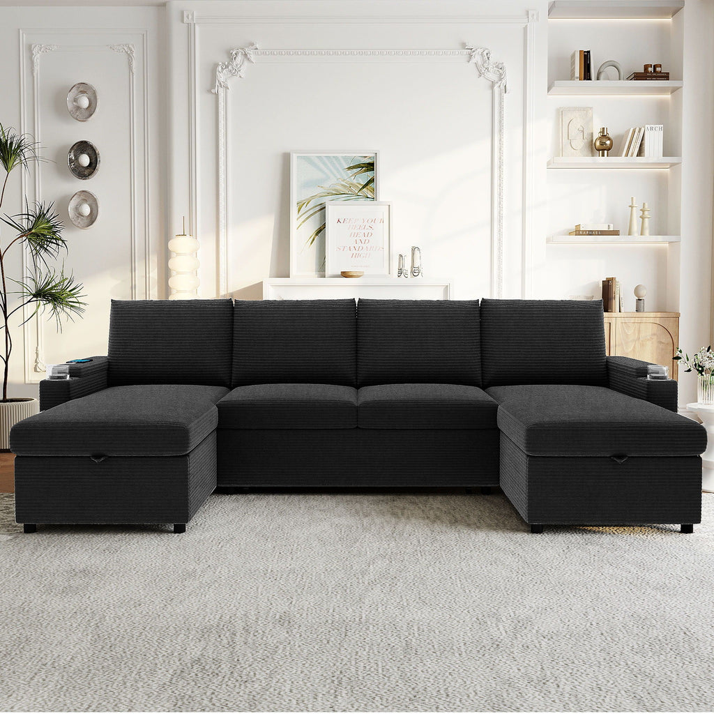 U Shaped Sectional Sofa Bed with
