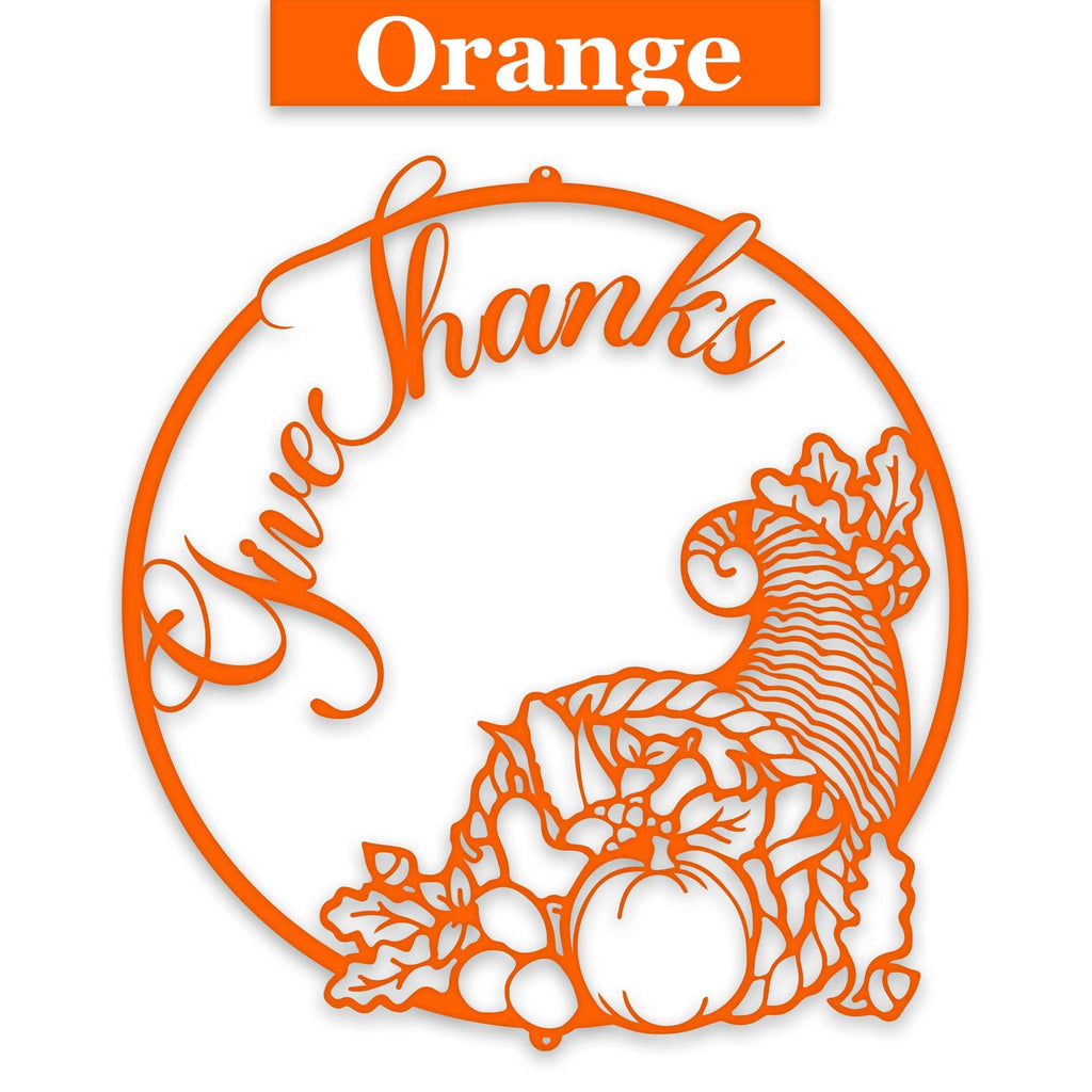 Give Thanks Cornucopia Metal Sign