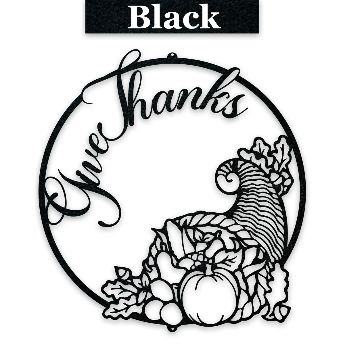 Give Thanks Cornucopia Metal Sign