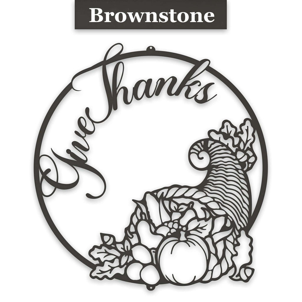 Give Thanks Cornucopia Metal Sign
