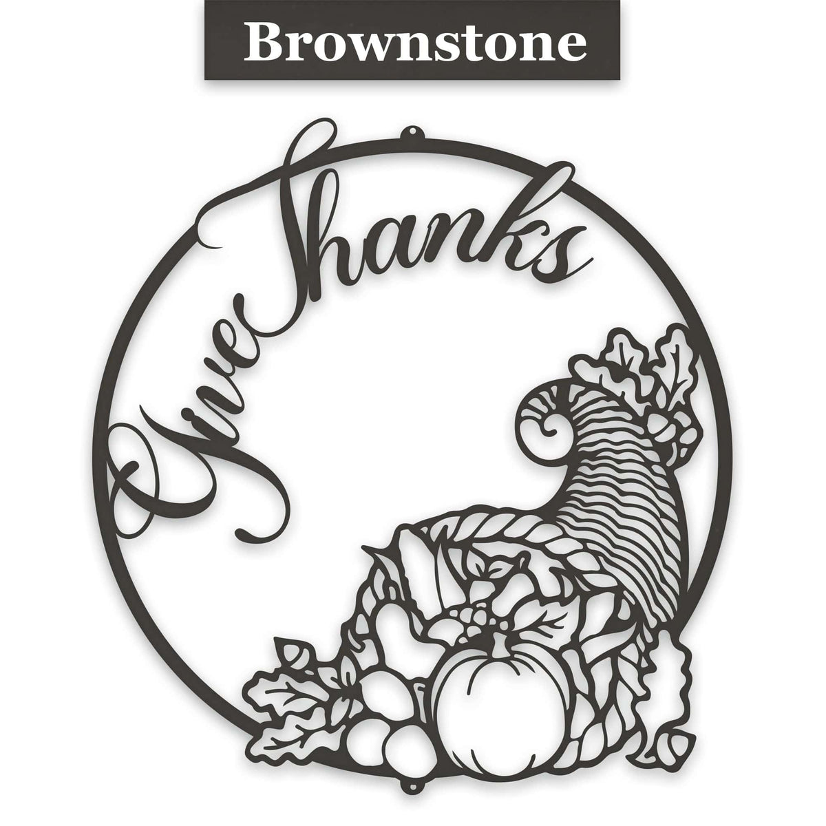Give Thanks Cornucopia Metal Sign
