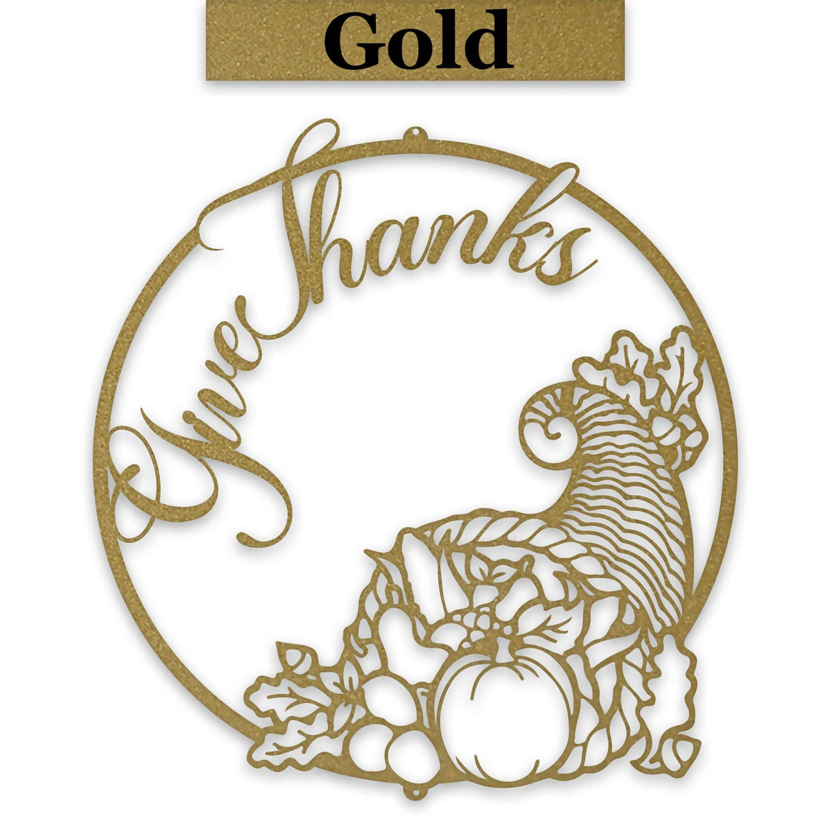 Give Thanks Cornucopia Metal Sign