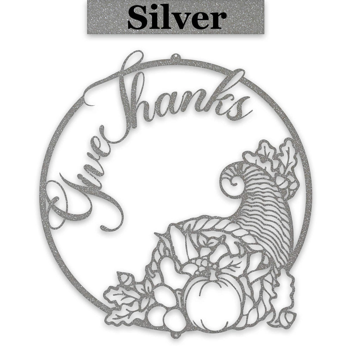 Give Thanks Cornucopia Metal Sign