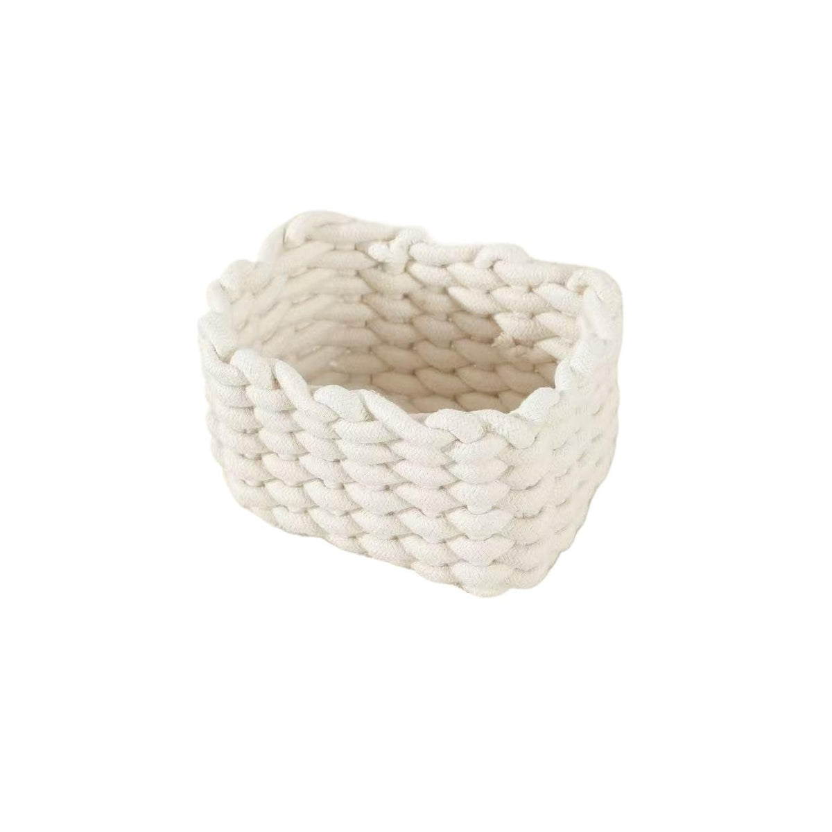 Handmade Woven Storage Basket - Portable Desktop Organizer for Cosmetics, Toiletries, Home Decor | Rattan Basket for Living Room, Bedroom, Bathroom（Super good qualiey） (White)